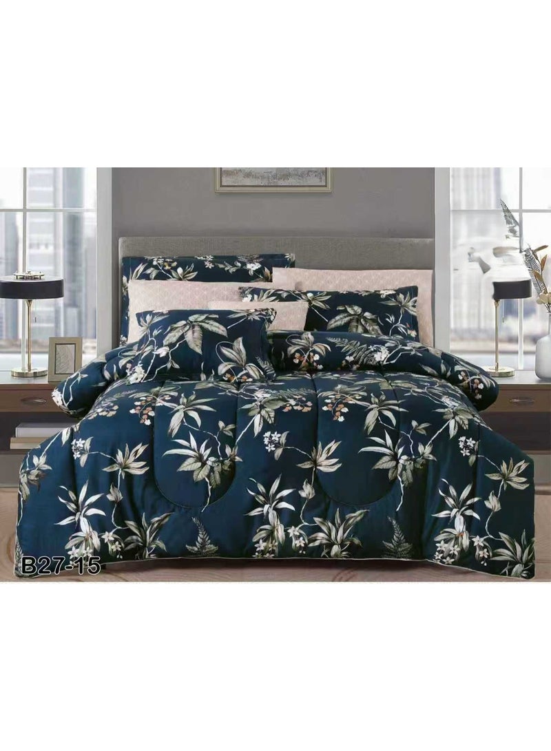 SFT Luxury summer double bed sheet set made of microfiber material, 8 pieces: 1 quilt 260*240cm, 1 sheet 200*200cm, 4 pillowcases 50*75cm, 2 cushion covers 45*45cm. - Image 1